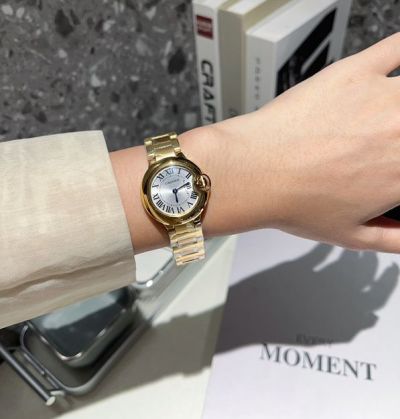 Cartier 28/33MM Imported Quartz Movement Fisheye Glass Gold/Rose Gold Bracelet Watch